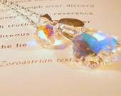Fire Tree  Sterling Silver and Baroque Swarovski Crystal Necklace