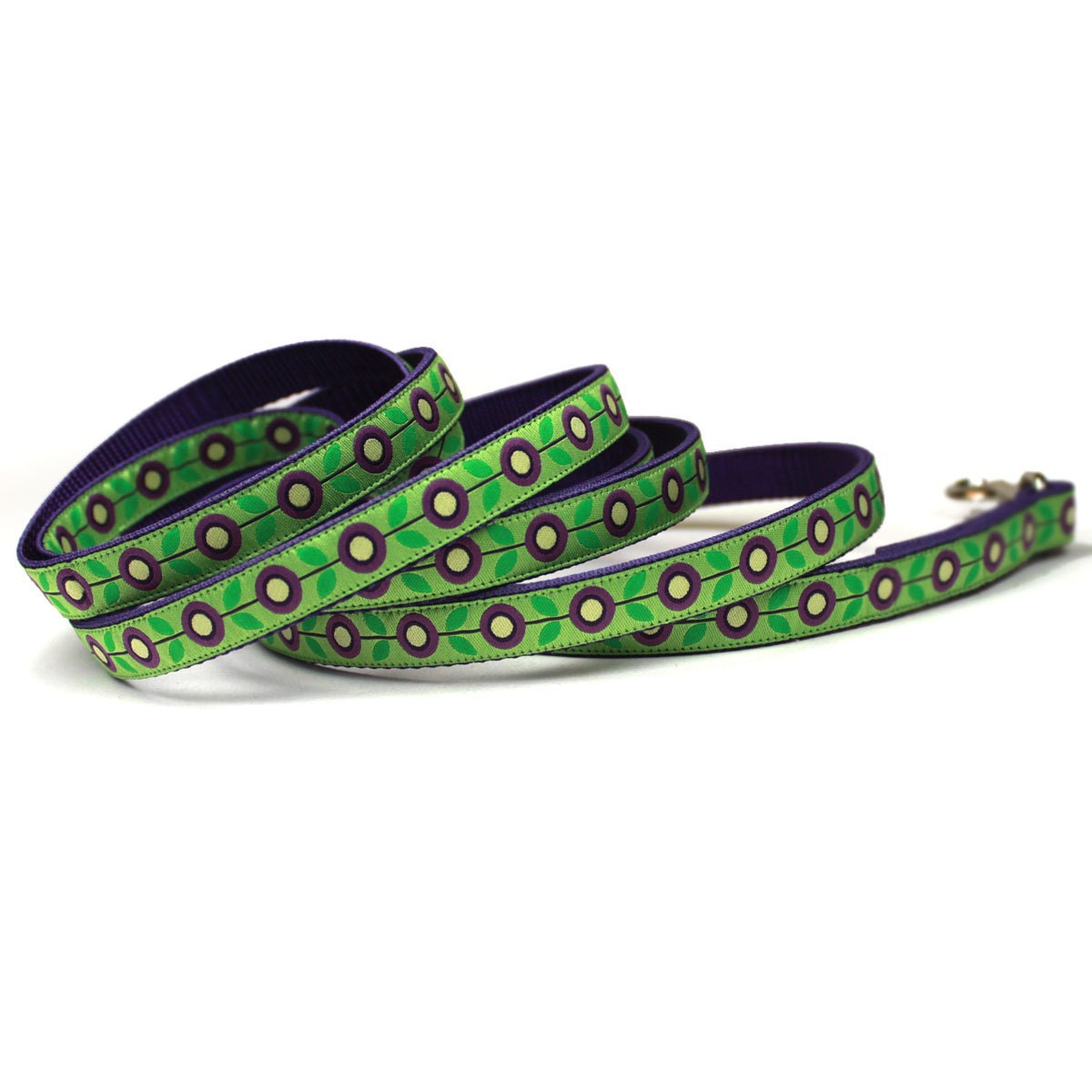 purple and lime mod flora leash (1/2 inch)