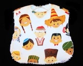 Smiles Around the World - Boutique Baby Bib - White Chenille