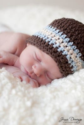Baby Boy Hats, Crochet Baby Hat, Baby Photo Prop, Baby Boy, Brown, Cotton, Blue, Ecru, Stripes, 0 to 3 Months