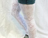 Spring Cleaning Sale - White Burnout Aztec Print Leggings Pants - Size S/M