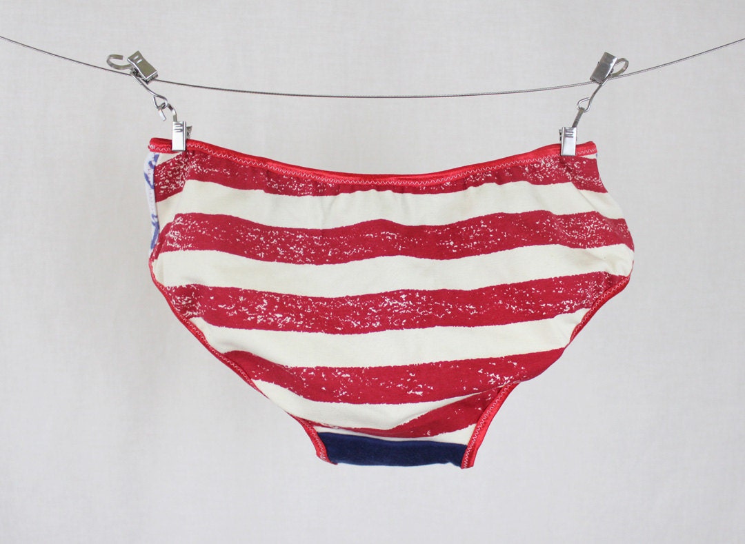 Hey Sailor - Nautical Anchor Red White Blue Stripe Low Rise Panties Knickers Briefs Underwear