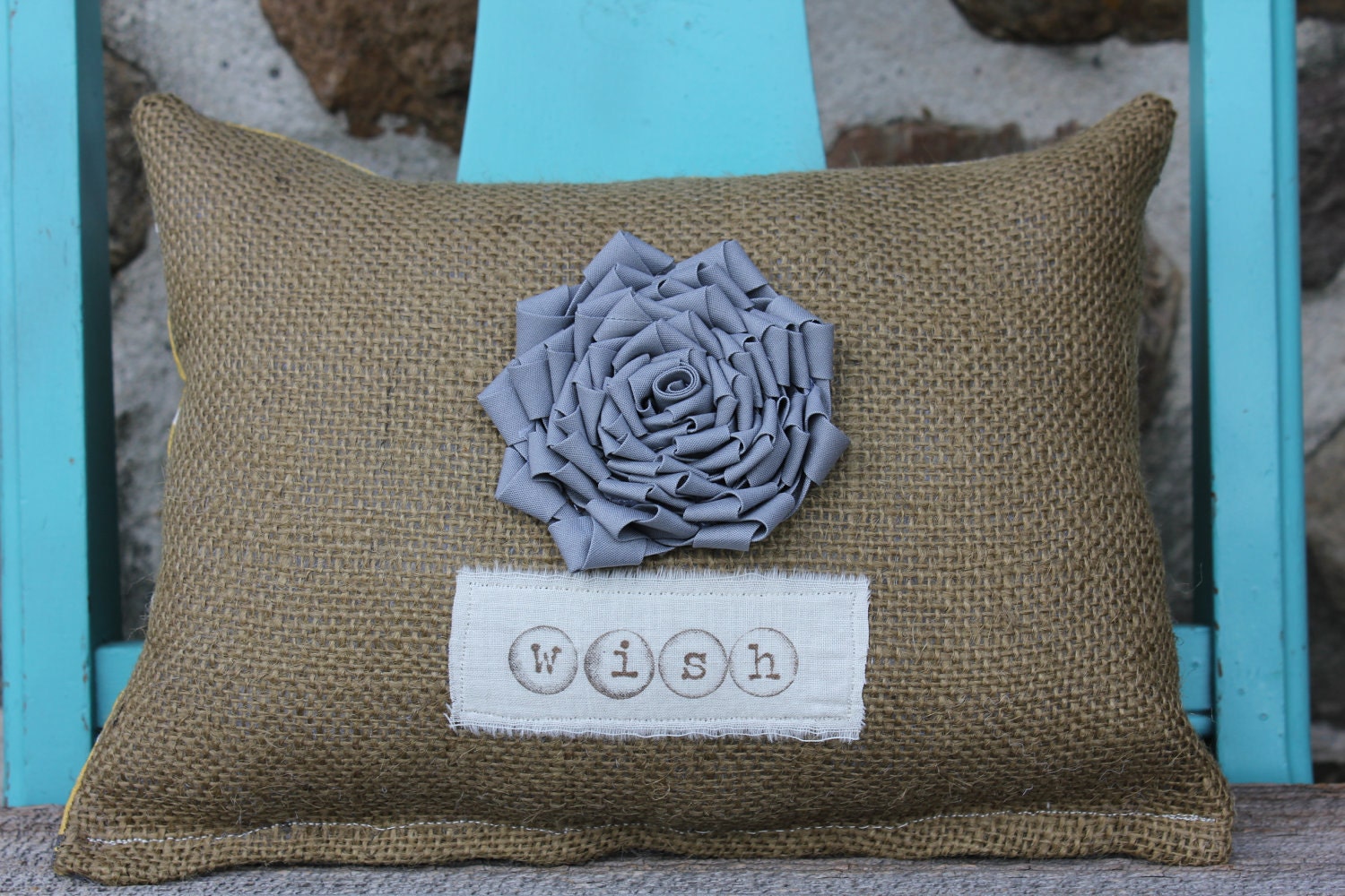 Personalized Pillow - Create Your Own Burlap Pillow - choose from many fabrics and colored flowers