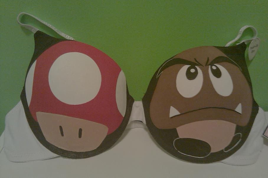 Mario Mushroom and Goomba Bra