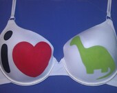 Handpainted i love dinosaurs Bra