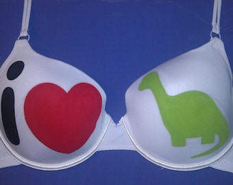 Handpainted i love dinosaurs Bra