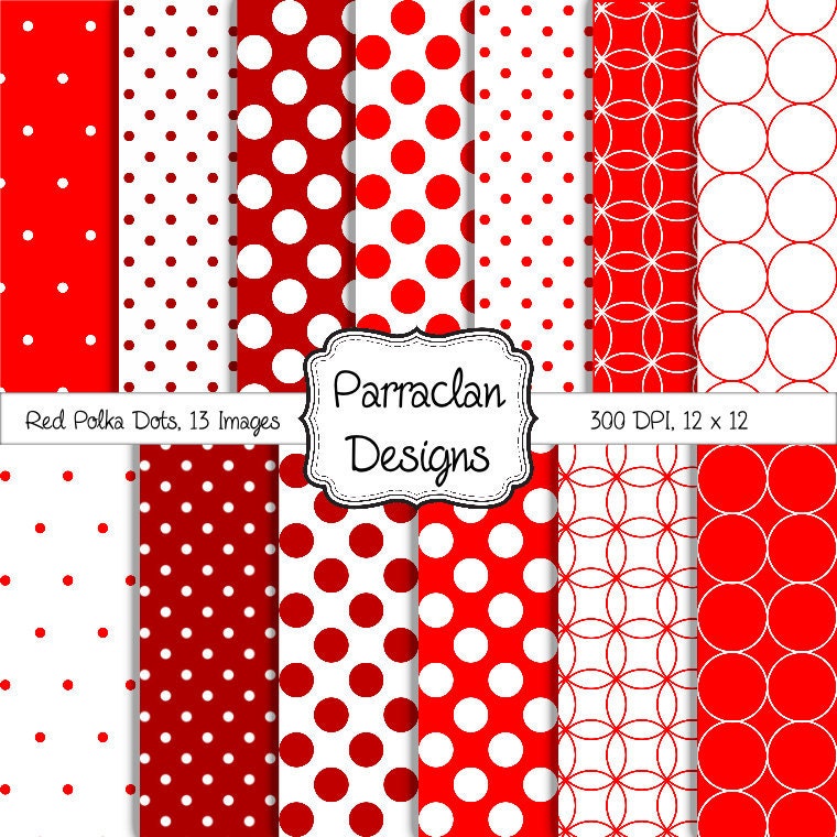 Red Polka Dot Digital Paper- INSTANT DOWNLOAD