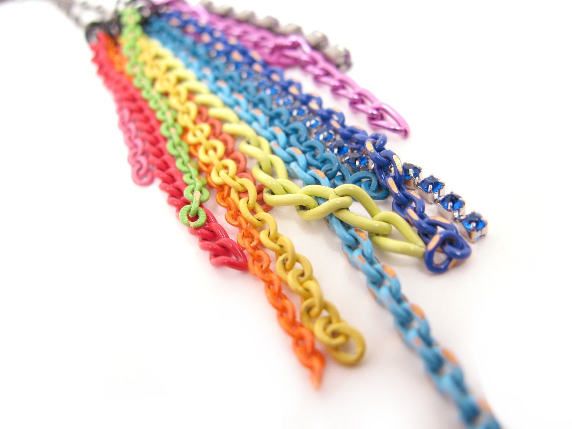 Rainbow Chain Gunmetal Necklace - Prismatic by Amber - byamber