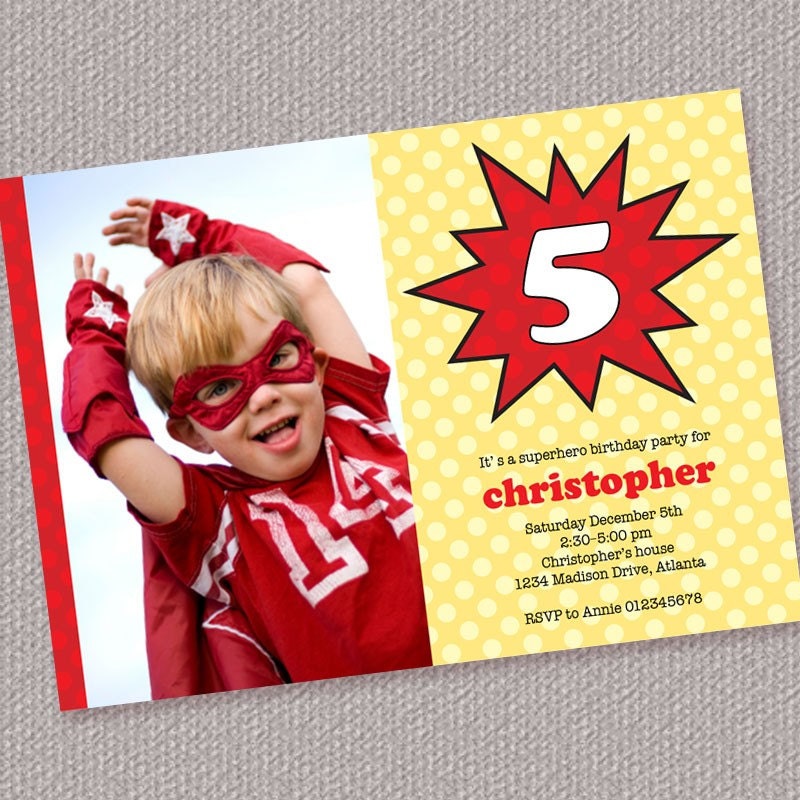 Superhero Personalized Custom Printable Photo Birthday Party Invitation (Digital File) Il_170x135