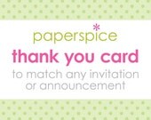 Matching Thank You Card Printable Custom Personalized (Digital File) Il_170x135
