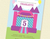 Pink Bounce House Birthday Party Invitation Printable Custom Personalized (Digital File) Il_170x135