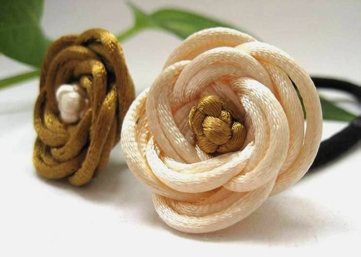 Rose Ponytail Holders - Cream, Gold