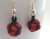 Knotted Drop Earrings - Maroon, Black