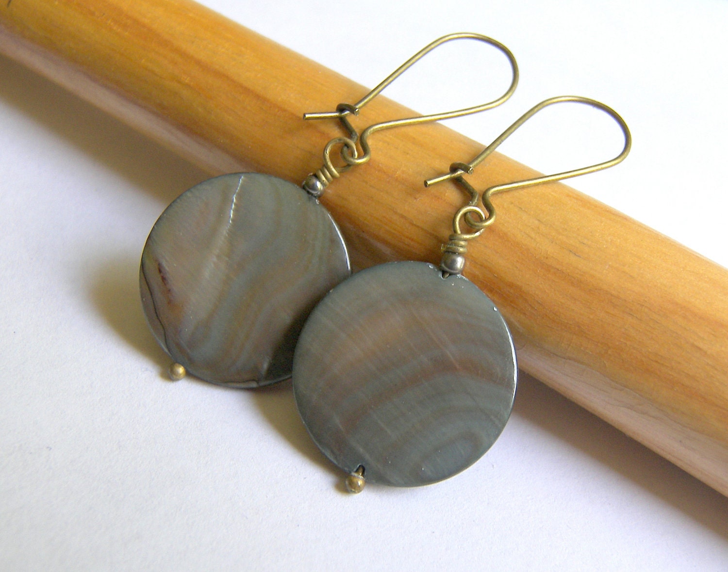 Soft Gray Mother of Pearl Shell Earrings