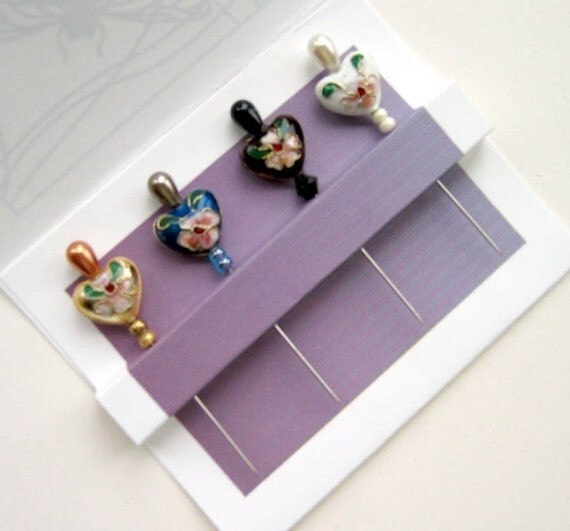 Decorative Quilt Pins - Cloisonne Stick Pins - Pincushion Jewelry - Pin Toppers