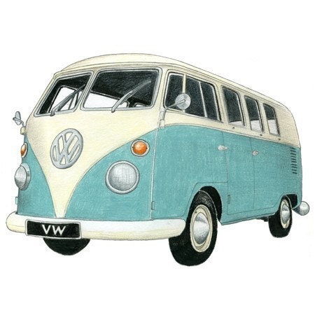 VW Camper Drawing - Limited Edition Print