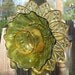 Upcycled Glass Flower Garden Sculpture - amber green