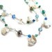 Freshwater Keishi Pearl Double Strand Necklace Wire Wrap Sterling Silver Blue Green Swarovski Crystal