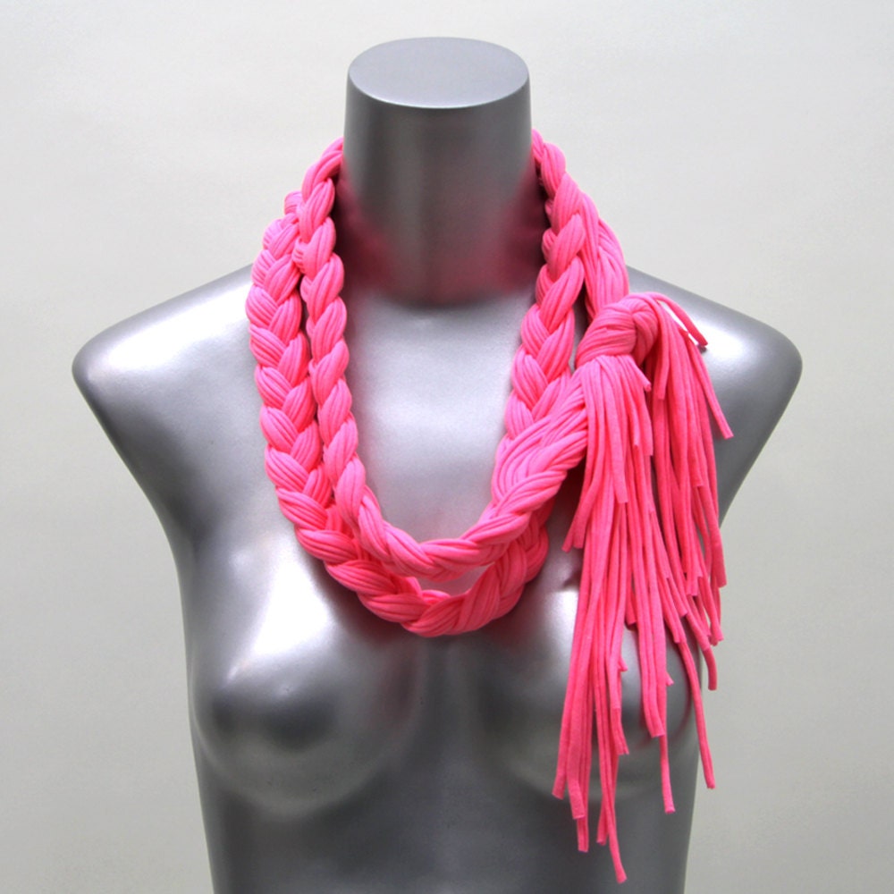 pink scarf bohemian necklace summer neon tribal jewelry Spring Scarf Summer Fashion - Christmasinjuly CIJ