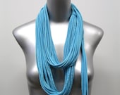 Pastel Blue White Infinity Scarf - Circle Scarf - Necklace Scarves Summer Womens Mens Necklace Fabric Jewelry - Tribal Burning Man Scarves