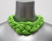Collar Necklace Braided Knotted Choker Tribal Boho Fabric Womens Jewelry Neckpiece African Lime Green Braid Spring Summer Fashion Jewelry