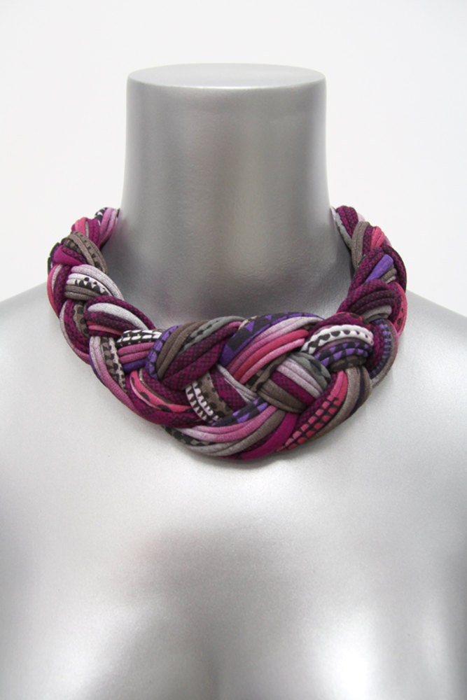 Collar Necklace Braided Tribal Knotted Choker Fabric Jewelry Braid Neckpiece Burgundy African Knot Spring Fashion Jewelry Summer