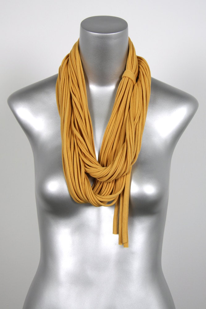 Yellow Infinity Scarf Circle Scarf - Fabric Necklace - Yellow - Honey Gold - Spring Summer Scarf Fashion Womens Mens Necklace Fabric Jewelry