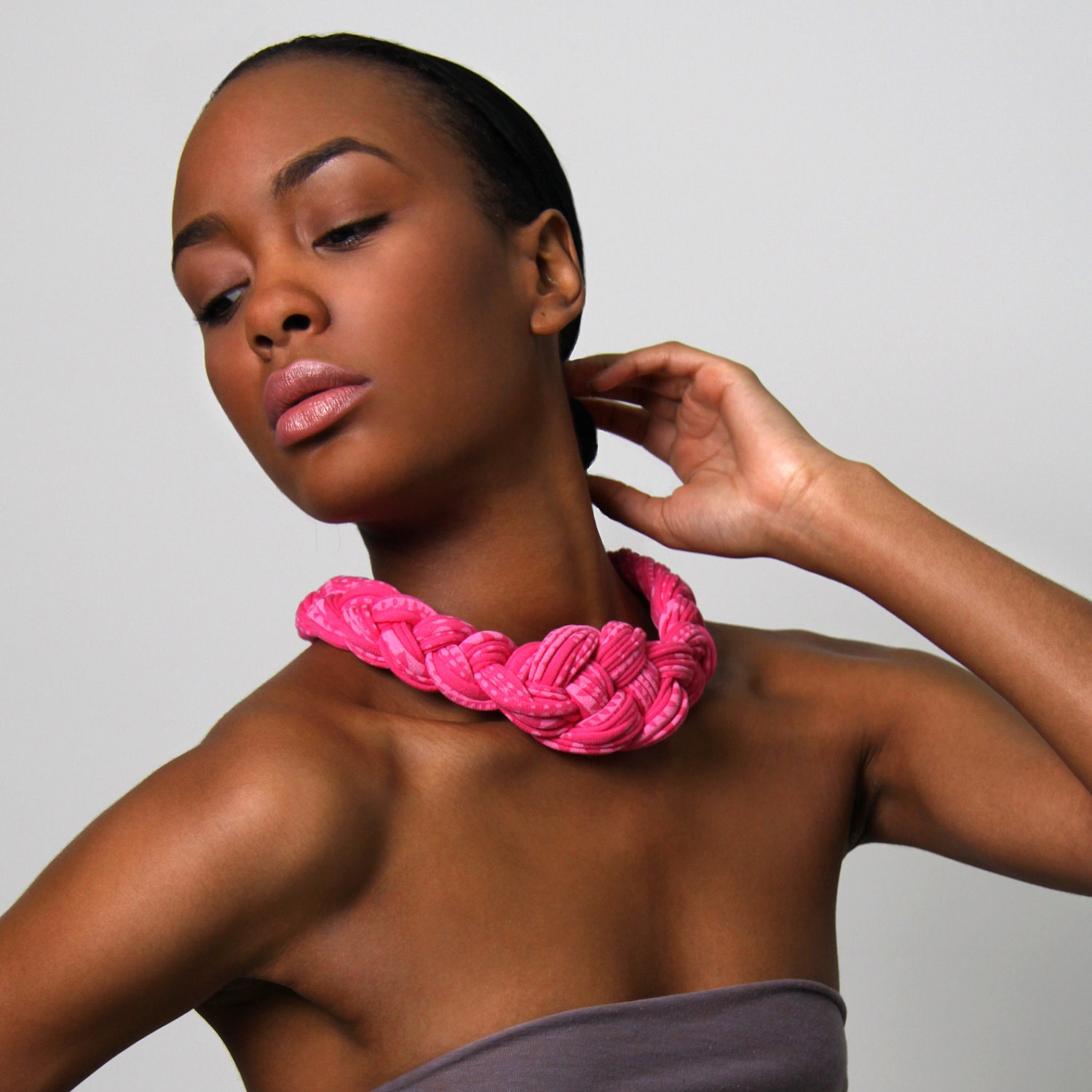Collar Necklace Choker Braided knotted Chokers Bright Neon Pink Flambe African Neckpiece Tribal Jewelry Summer Fashion Jewelry