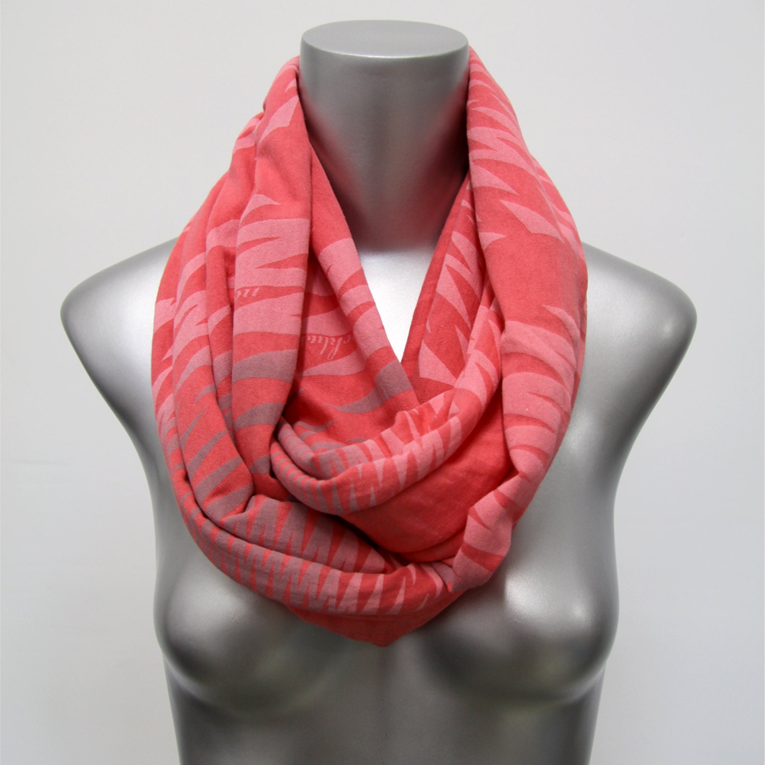 Coral Infinity Scarf Loop Scarf Head Neck Wrap - Circle Scarf Scarves - Summer Sale Womens Mens Necklace Fabric Jewelry - Tribal Unique CIJ