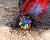 Attitude- Feather Hair Clip with a Vintage Earring and Netting