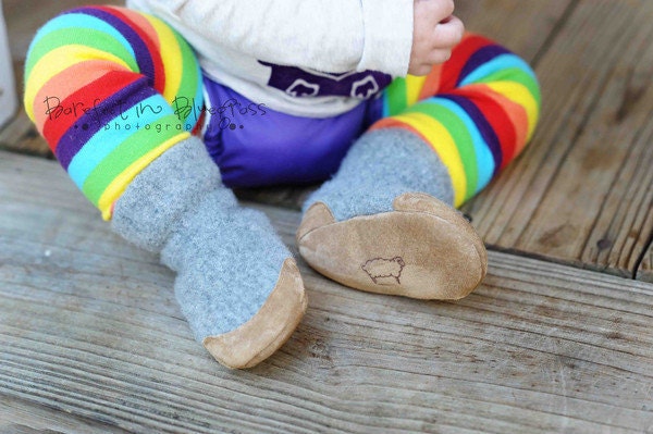 Toddler Shoes, Baby Slippers, Leather Soles, size 0-12, 6-18, 12-24 months, Foggy