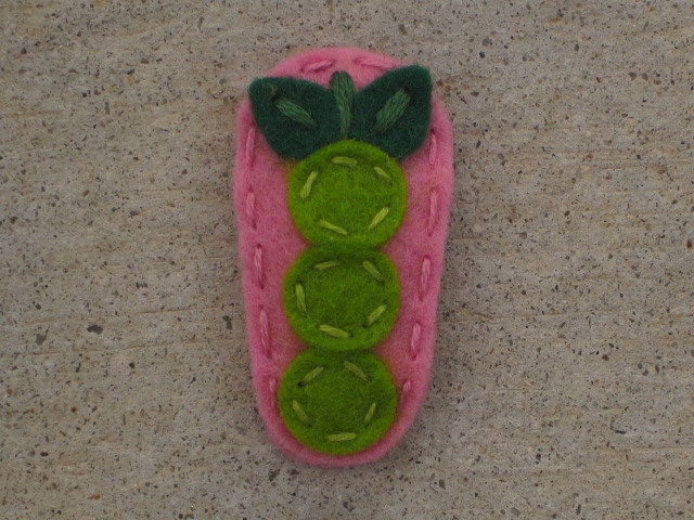 Bitsy Sweet Peas Rose Wool Felt Hair Clips
