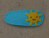 Hello Sunshine Turquoise Wool Felt Hair Clip