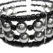 Gray and Black Bracelet. Multi Strand Silver Bangle. Metallic Gunmetal Glass Pearl Cuff