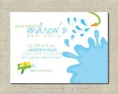 splash swim pool party printable invitation