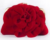 Red Flowers - Silk Lined Clutch Bag
