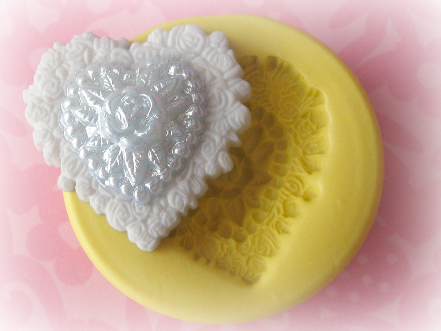 Valentine Heart Flower Mold Flower Silicone Flexible Clay Resin Mould