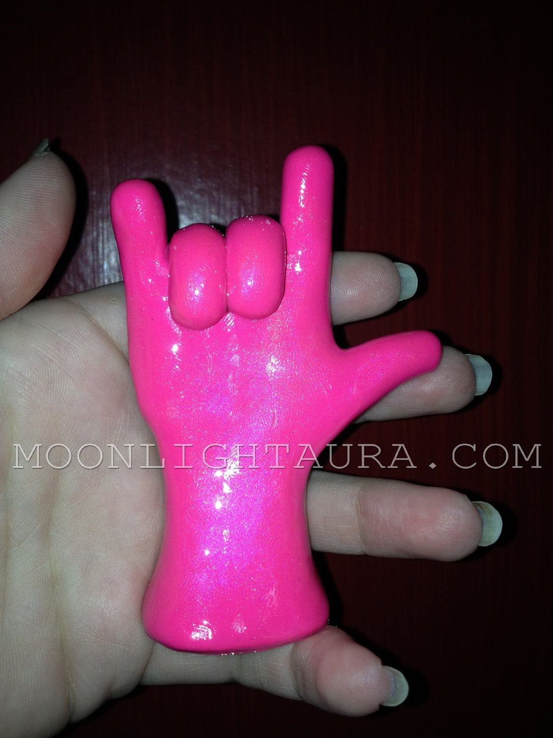 I Love You ASL sculpture with Shimmer and Clear Coat- Made to Order