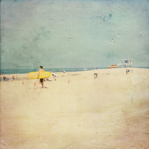California Photograph, Venice Beach, Travel, Surfer, Sand, Ocean, Travel Photography -The Venice Surf (8x8)