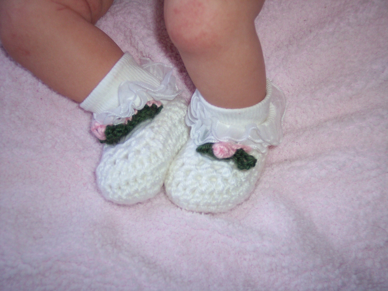 Baby Girls Booties Shoes Size Newborn 3m Crochet Photo Prop Gift Custom Made Baby  Clothes Christening Wedding Shower