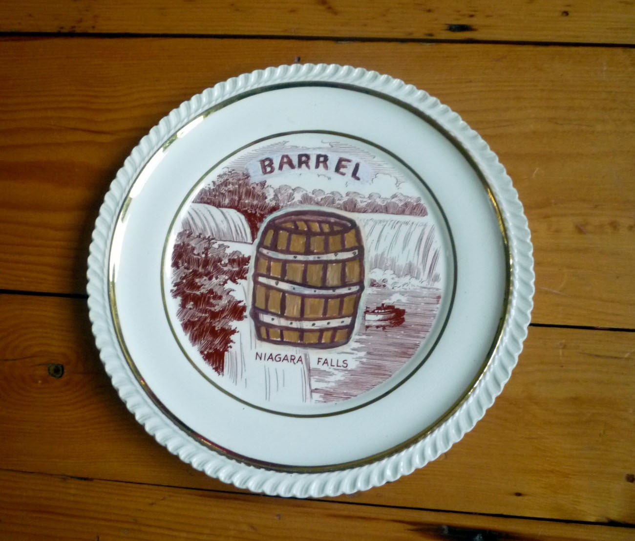 Barrel over Niagara Falls plate