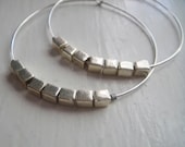Silver Hoops with Silver Square Beads - Circa Series