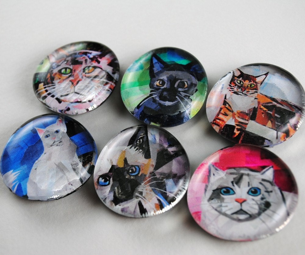Cat Bubble Magnets, Set of 6