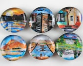 Landscape-Cityscape Bubble Magnets, Set of 6