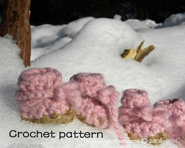 Snow Dog  Booties Crochet Pattern the Ugg type boot for small dog breeds.