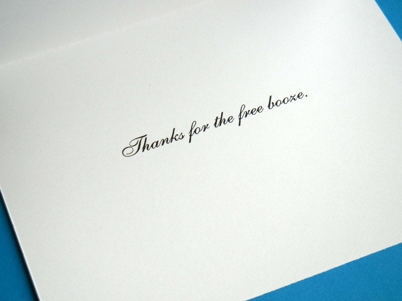 Funny, Offbeat, Clever Wedding Card / Free Booze