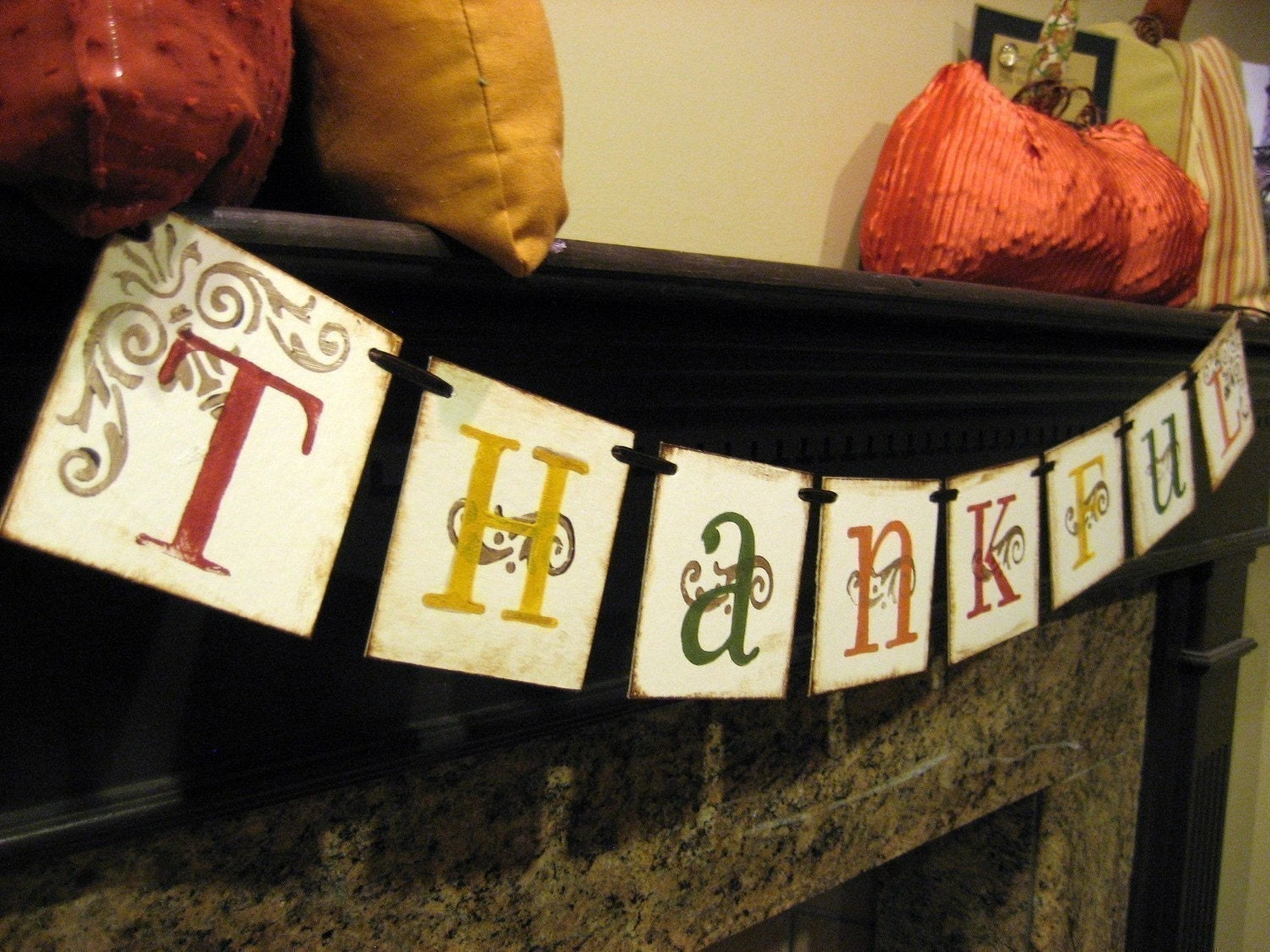 Thanksgiving Decoration THANKFUL Fall Banner hostess gift Il_570xn