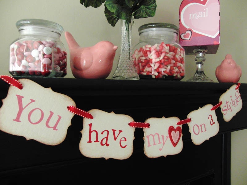 valentines decorations "You have my heart on a string" banner, photoprop, sign, garland, swag Il_570xn