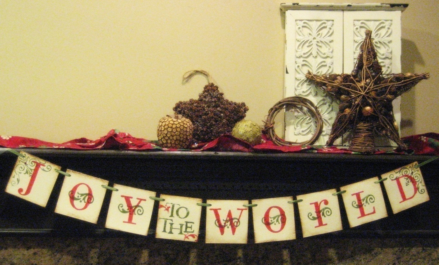 Christmas Banner JOY to the WORLD Garland Decoration