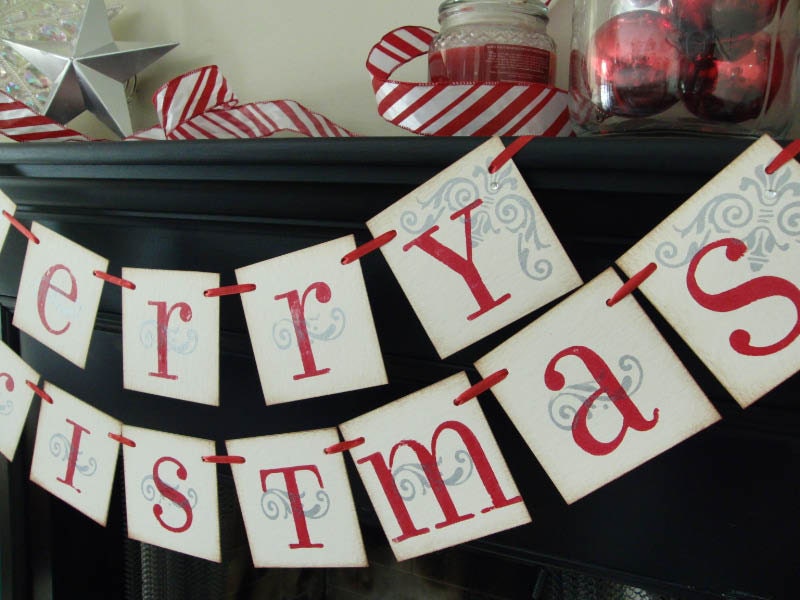 Merry Christmas banner decoration, photoprop, garland